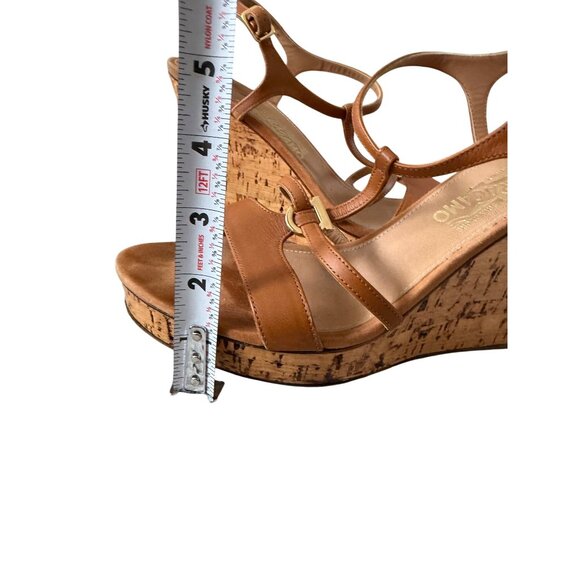 SALVATORE FERRAGAMO Tan Leather Cork Wedges Size 10 - Picture 7 of 13